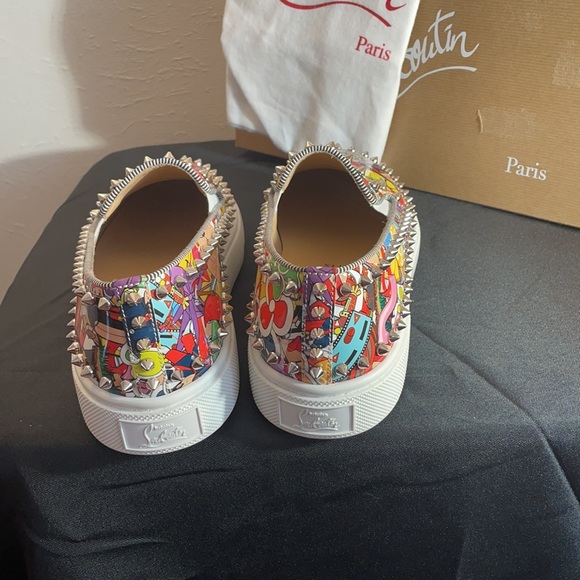 CHRISTIAN LOUBOUTIN Pik Boat Spiked Patent Flat Sneakers, Multi In Gold Multi 40 - Picture 4 of 6
